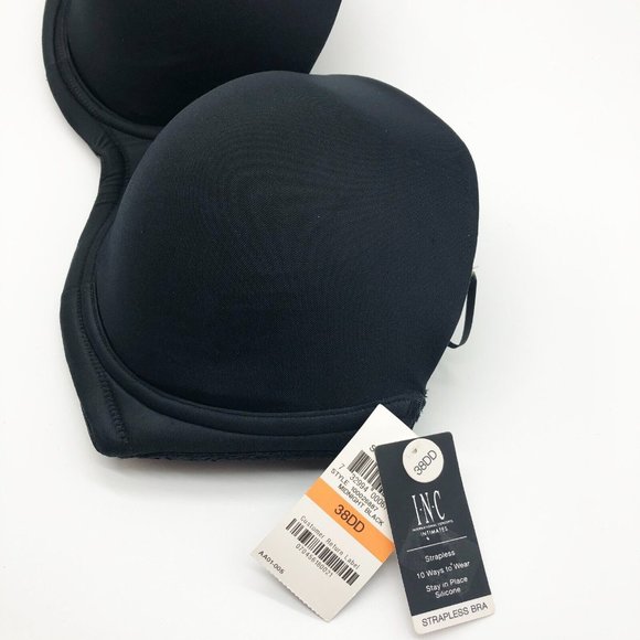 INC Womens Underwired Multi-Way Lace Strapless Bra Black 38DD Without Straps - Picture 3 of 8